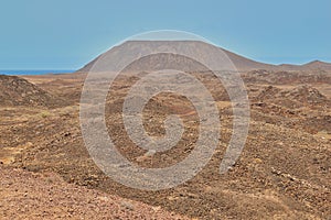 Beautiful view of mountain and dunes on Isla de Lobos, Fuerteventura photo