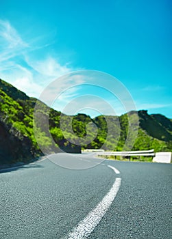 Beautiful view of mountain forest and blue sky