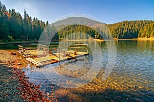 Beautiful view of the mountain lake Synevyr. Carpathians, Ukraine