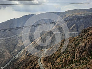 A beautiful view of the mountain road of Al Bahah, Saudi Arabia.
