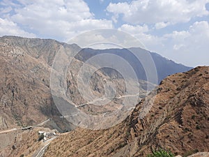 A beautiful view of the mountain road of Al Bahah, Saudi Arabia.