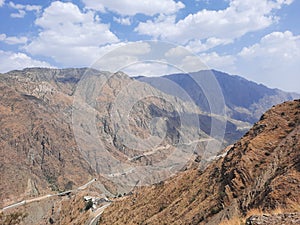 A beautiful view of the mountain road of Al Bahah, Saudi Arabia.