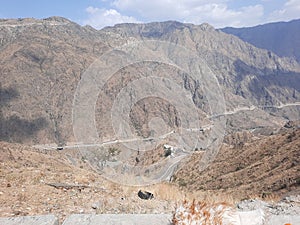 A beautiful view of the mountain road of Al Bahah, Saudi Arabia.