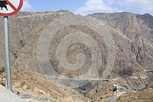 A beautiful view of the mountain road of Al Bahah, Saudi Arabia.