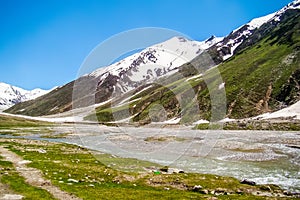 Beautiful view of mountainous lake Saiful Muluk in Naran Valley, Mansehra District, Khyber-Pakhtunkhwa, Northern Areas of Pakistan