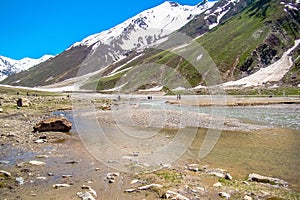 Beautiful view of mountainous lake Saiful Muluk in Naran Valley, Mansehra District, Khyber-Pakhtunkhwa, Northern Areas of Pakistan