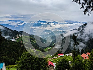 Beautiful view of the mountains in Khajiar Jangal, Himachal Pradesh