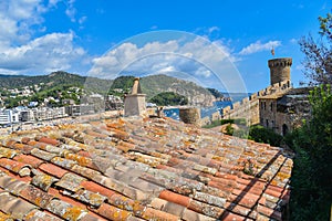 Beautiful view of Muralla de la Villa Vieja in Tossa, Spain photo