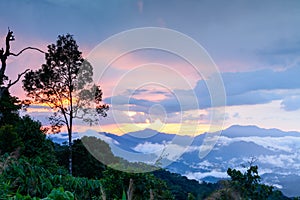 Beautiful view of nature from mountain during sunset