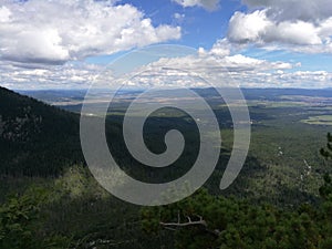 Beautiful view of nature scene in mountains with clouds