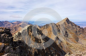 Beautiful view Negoiu Peak in Fagaras Mountains on a sunny autumn day