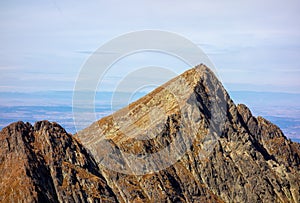 Beautiful view Negoiu Peak in Fagaras Mountains on a sunny autumn day