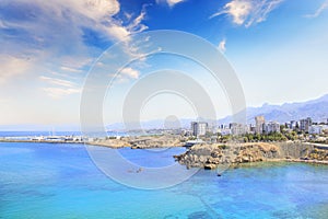 Beautiful view of the new port of Kyrenia Girne, North Cyprus