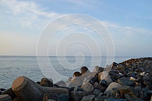 Beautiful view of ocean with the texture of stones