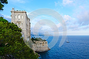 Beautiful view of Oceanographic Museum Cousteau, Monaco