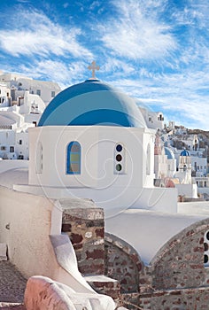 Beautiful view of Oia town, Santorini island, Cyclades, Greece