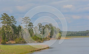 Beautiful view of Okhissa Lake Recreation Area in Homochitto National Forest, Bude, Franklin County, Mississippi