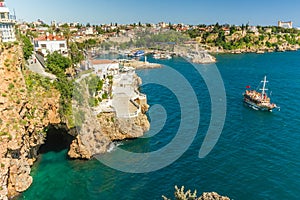 Beautiful view of old harbor in Antalya