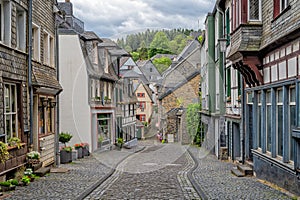 Beautiful view of old town Monschau in Germany