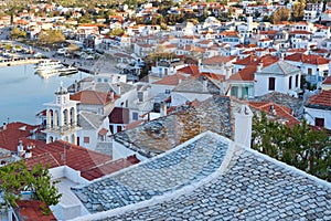 Beautiful view of old town on Skopelos Island, Northen Sporades, Greece