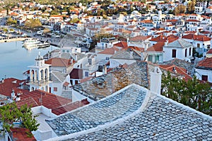 Beautiful view of old town on Skopelos Island, Northen Sporades, Greece photo