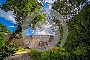 Beautiful view of the old water dam in Zagorze Slaskie, Poland