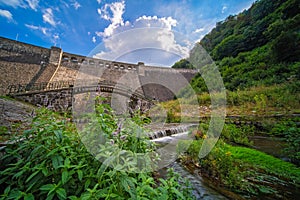 Beautiful view of the old water dam in Zagorze Slaskie, Poland