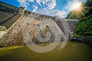 Beautiful view of the old water dam in Zagorze Slaskie, Poland