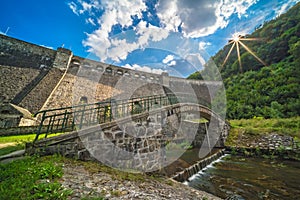 Beautiful view of the old water dam in Zagorze Slaskie, Poland