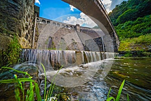 Beautiful view of the old water dam in Zagorze Slaskie, Poland