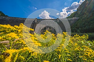 Beautiful view of the old water dam in Zagorze Slaskie, Poland