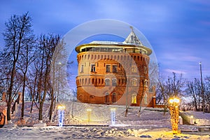 Beautiful view of the old water tower in the city of the Golden ring Vladimir