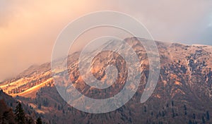 Beautiful view of the Orobie Alps at sunset