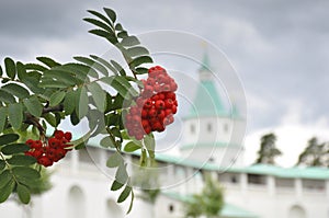 Beautiful view of the Orthodox monastery in summer. Travel, vacation, history, ancient, sky, temple