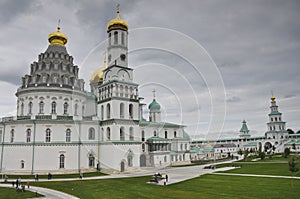 Beautiful view of the Orthodox monastery in summer. Travel, vacation, history, ancient, sky, temple