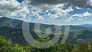 The beautiful view from an overlook of the changing leaves on the Blue Ridge Parkway