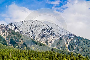 Beautiful view of Pahalgam, known as â€˜Valley of Shepherdsâ€™ of Kashmir valley Paradise on Earth surrounded by snow frozen