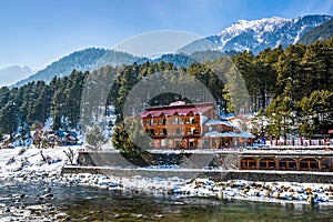 Beautiful view of Pahalgam during winter season