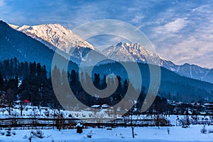 Beautiful view of Pahalgam during winter season