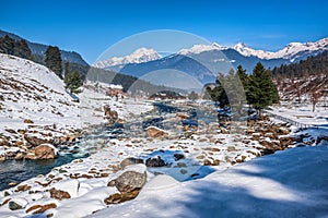 Beautiful view of Pahalgam during winter season photo