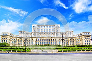 Beautiful view of the Palace of Parliament in Bucharest, Romania