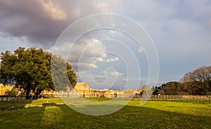 Beautiful view from Palatine Hill in Rome, Italy at sunset