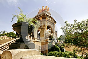 Beautiful view of the Parc de la Ciutadella on a sunny day in Barcelona, Spain photo