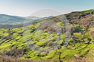 Beautiful view of Pasiegos valleys in the hinterland of Cantabria, Spain