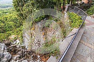 Beautiful view of path down along waterfall.