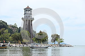 Beautiful of the view Perdana Quay Light house on the west coast of Langkawi island