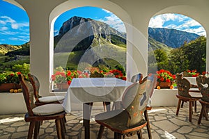 Beautiful view with Piatra Secuiului from the balcony, Rimetea, Romania