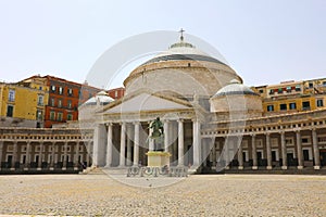 Beautiful view of Piazza del Plebiscito square, Naples, Italy