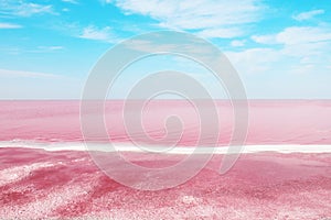 Beautiful view of pink lake summer day