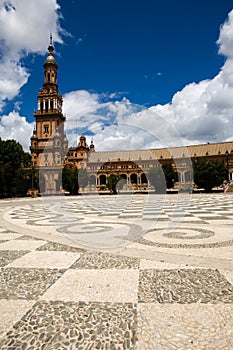 Beautiful view of Plaza de Espana in Seville